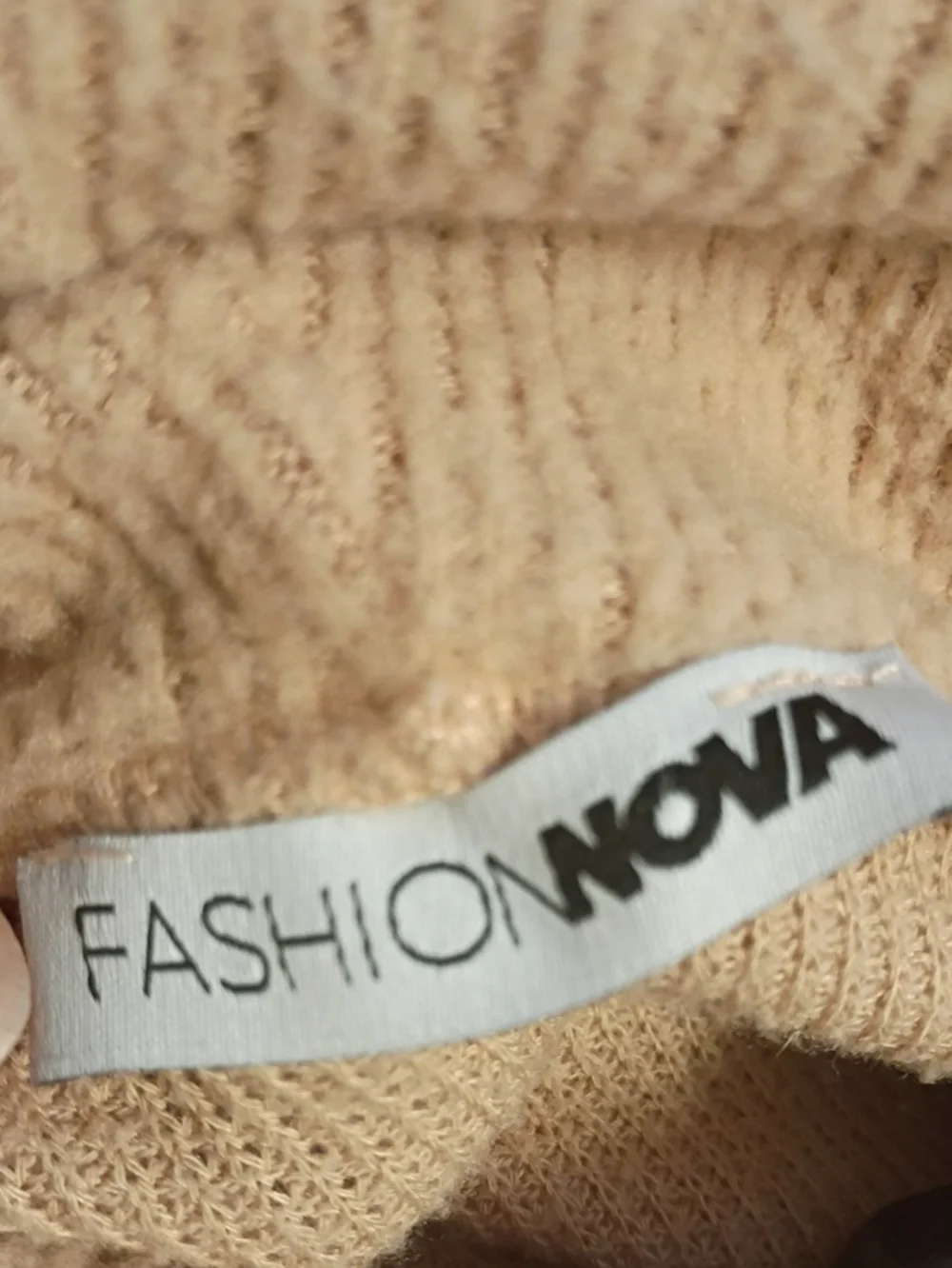 Fashion Nova Beige Tan Cold Shoulder Cut Out Turtle Neck Knit Sweater Size Xs